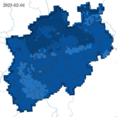 Pflanzenverfügbares Wasser - bis 0,25 m Tiefe - tagesaktuell (Stand: 01.02.2025)