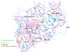 Gewässersituation in NRW: Pegel mit Unterschreitungen ausgewählter Niedrigwasserkennwerte Ende August (Stand: 31.08.24)